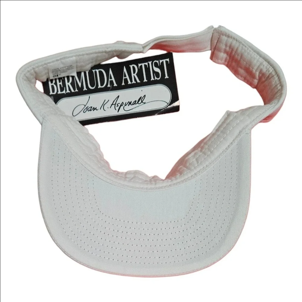 Bermuda Artist Joan K Aspinall Floral Sun Visor Hand Painted Hibiscus Cotton New